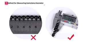 Detailed guide showing accurate 7.35mm bead diameter measurement using digital calipers