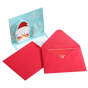 3D pop-up Christmas card set with blue snowman design and two red envelopes