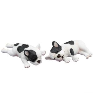 Cute sleeping French Bulldog resin ornaments for car interior decor in spotted pattern