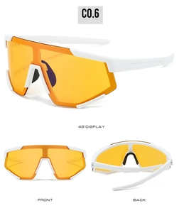 Detailed multi-angle views of white frame cycling sunglasses with orange lens C0.6