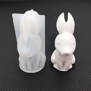 Detailed rabbit silicone mold with stitched texture for DIY resin and plaster casting