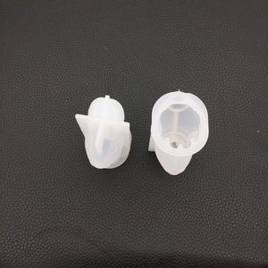 Detailed macro view of 2-piece 3D rabbit silicone molds for DIY resin and plaster crafts