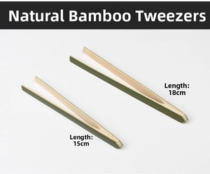 Natural bamboo tea tongs set in 15cm and 18cm lengths for traditional tea ceremonies