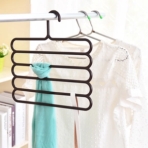 Coffee brown 5-tier multi-functional pants rack organizer for closet scarves and ties