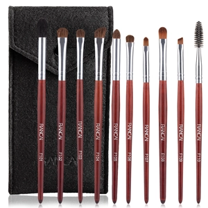 Professional Eye Makeup Brushes Horse Hair Blending Eyeshadow Tools With Red Wood Handle And Felt Storage Pouch
