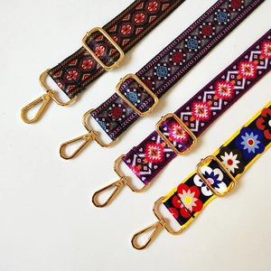 Adjustable wide replacement shoulder straps with geometric and floral patterns with gold hooks