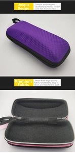 Close-up of purple diamond-patterned zipper case showing texture and soft lining