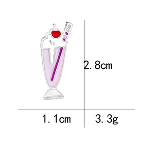 Pink ice cream enamel pin size measurement showing 2.8cm height and 3.3g weight detail