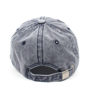 Vintage washed baseball cap with anchor embroidery and adjustable metal buckle