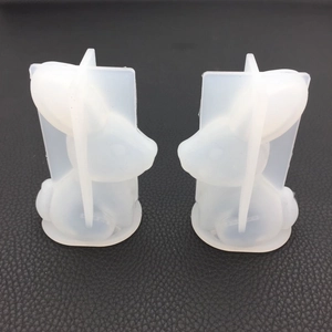 Detail of two-piece 3D rabbit silicone molds for DIY resin casting and aromatherapy stone