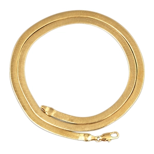 Flat 18K gold plated herringbone snake chain necklace with lobster clasp closure