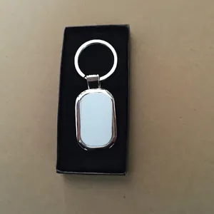 DIY metal keychain with oval aluminum plate in black display box for heat transfer