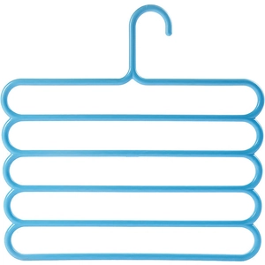 Blue five-tier plastic pants hanger for multi-layer wardrobe storage of scarves and ties
