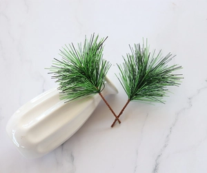 Detail of lifelike artificial pine needles for Christmas DIY crafts and home decor