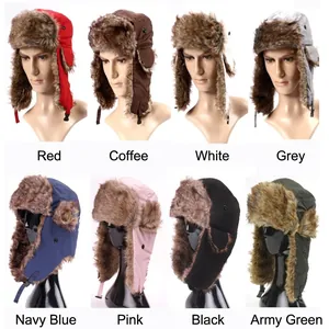 Chapeau Trappeur Imperméable Coupe-vent Thermique Doublure En Fausse Fourrure Hiver Ski De Plein Air Bonnet Aviateur