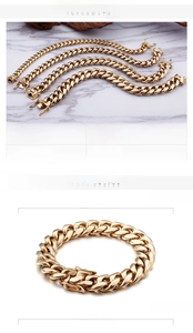 Detailed sizing chart for gold-plated stainless steel Cuban link bracelet with weights