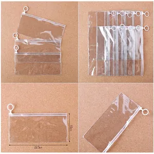 Clear PVC Transparent Zipper Pouch Pencil Case Waterproof Stationery Storage Travel Makeup Bag Organizer Round Puller