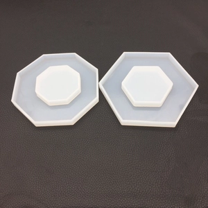 Macro view of translucent hexagonal and octagonal silicone molds for DIY resin casting