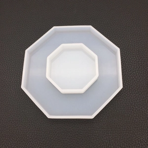 Top-down view of an octagonal silicone mold with double-nested layers for DIY crystal resin crafts