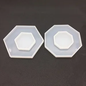 Mirror finish hexagon and octagon silicone molds set for resin display stands