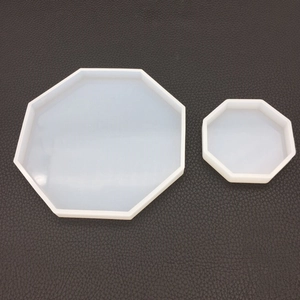 Detailed view of two-piece octagonal silicone molds for DIY resin casting and crafts