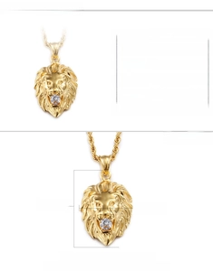 Specifiche dimensionali del ciondolo a testa di leone placcato oro 18K con zircone