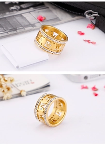 Detailed view of gold elephant镂空 design ring with double rows of sparkling cubic zirconia