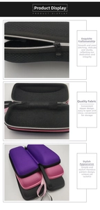 Detail view of rhombic textured eyewear case with secure zipper and portable hook