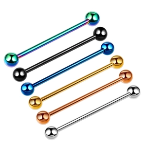 Industrial Barbell Earrings Stainless Steel Straight Bar Double Ball Body Piercing Jewelry Punk Gothic Style Simple Personalized