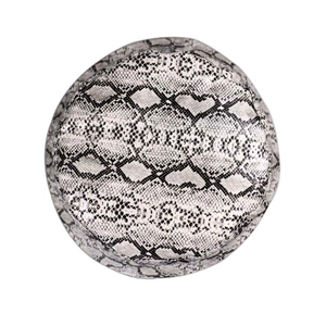 Reversible faux leather snake print bucket hat in grey and black with flat top design