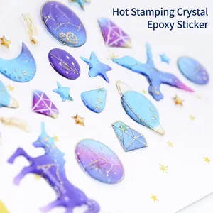 3D gold foil starry dolphin stickers with constellations and crystal resin finish
