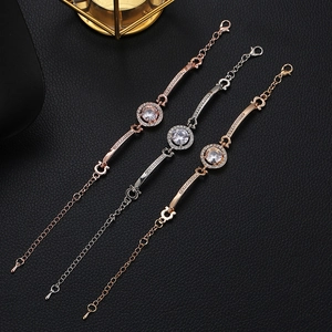 Elegant women's tennis bracelets in gold, silver, and rose gold with zircon stones