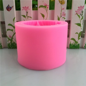 Pink lotus flower cylinder silicone mold for handmade soaps and decorative candles