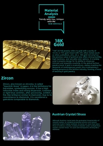 Detail showing 18K gold material, cubic zirconia, and premium Austrian crystals components