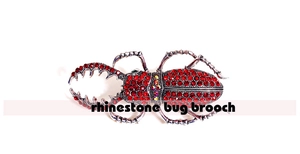 Détail de la broche scarabée en strass rouges avec finition argent antique et design