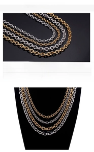 Detail showing 505mm stainless steel O-chain necklace in gold and silver plating