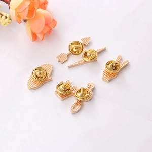 5-piece gold enamel pin set featuring lightning and music notes with butterfly clutches