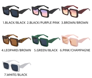 Collection of oversized square sunglasses in seven assorted colors and thick frames