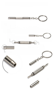 Mini 3-in-1 multifunctional screwdriver keychain with 105mm length and 4.5g weight