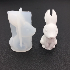 Macro detail of 3D rabbit silicone mold showing textured surface for DIY resin crafts