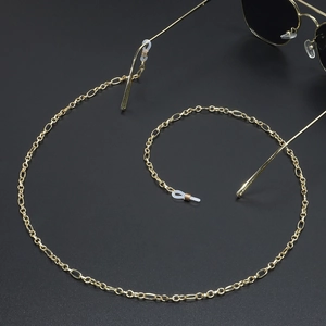 Elegant gold metal eyeglasses chain with alternating link design for sunglasses