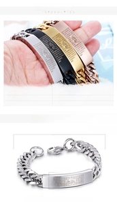 Tableau détaillé montrant des bracelets punk en acier de 10 mm en or, argent, rose et noir