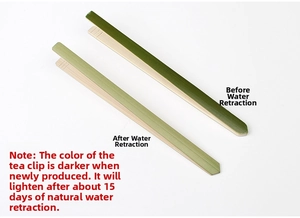 Bamboo tea tweezers set showing natural color transition from dark to light green