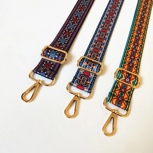 Ethnic style colorful 3.8cm wide replacement shoulder straps with gold metal hooks