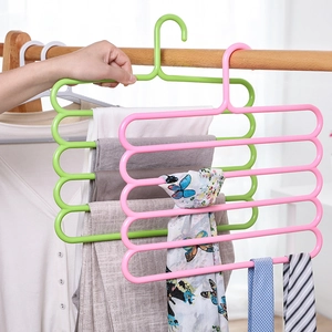 Multilayer Pants Hanger Plastic S-Shaped Space Saving Wardrobe Organizer Trousers Scarf Tie Closet Storage