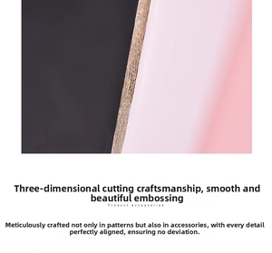 Détail macro de la boîte cadeau noire et rose montrant la coupe 3D précise des matériaux