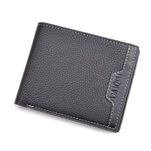 Minimalistische schwarze Herrenbrieftasche aus Leder mit weißen Kontrastnähten