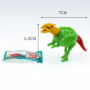 Detailed assembly view of 7cm DIY dinosaur skeleton toy with colorful modular parts