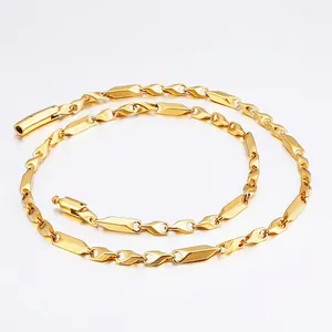 Stainless Steel Geometric Rhombus Chain Necklace High Polished Minimalist Trendy Hip Hop Jewelry For Men Women