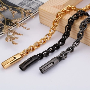 Men's stainless steel woven chain necklace set in gold, black and grey with magnetic clasp